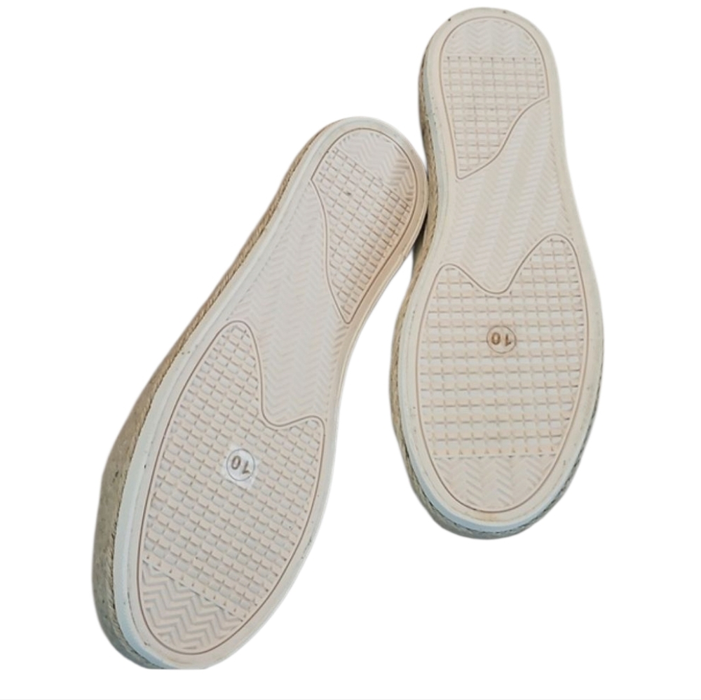 Michelle McDowell Cream Leopard Trim Braided Jute Womens Sneakers Sz 10 - Picture 4 of 11